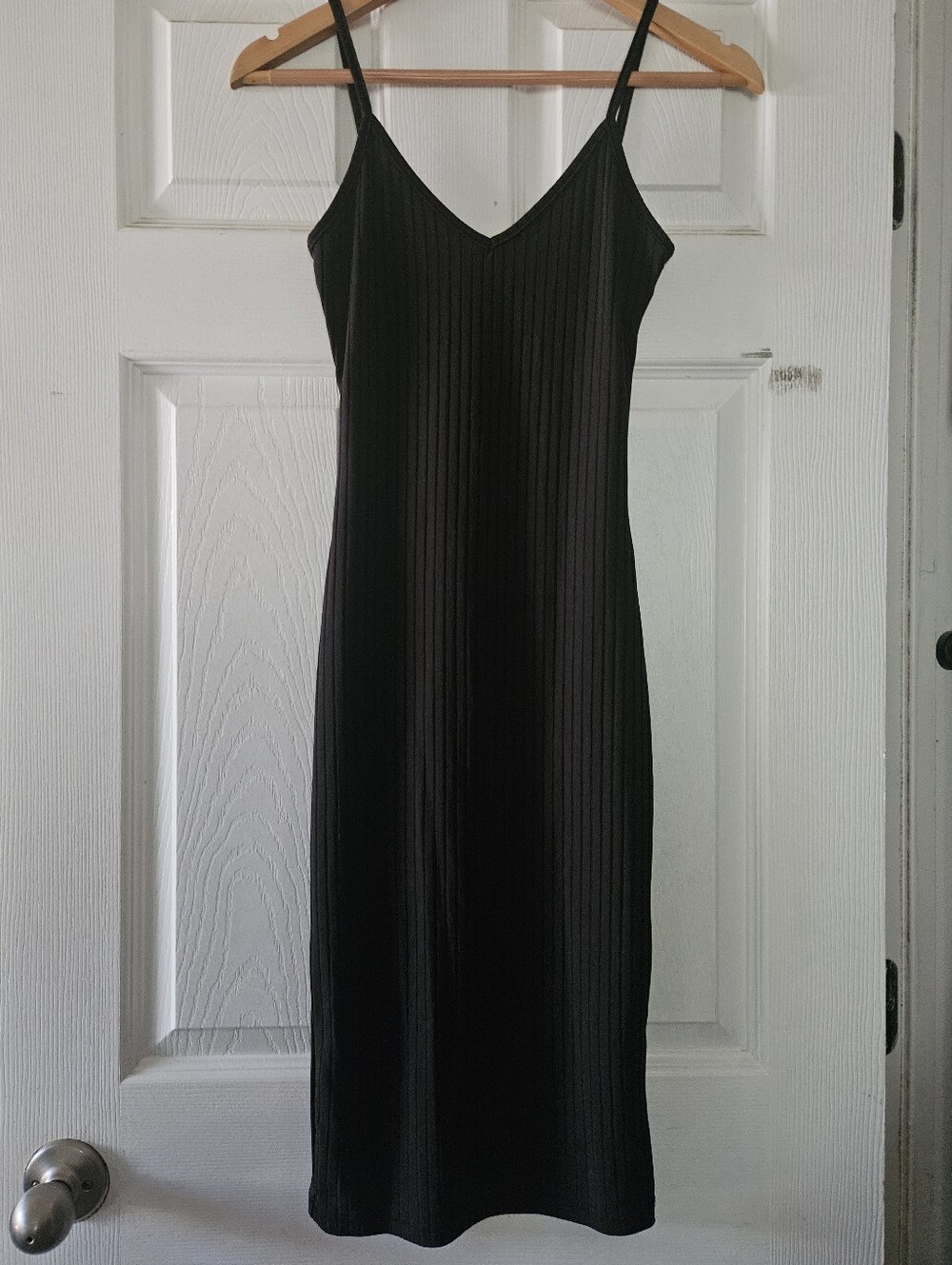 SHEIN Black Sleeveless Ribbed Midi Slip Dress XS